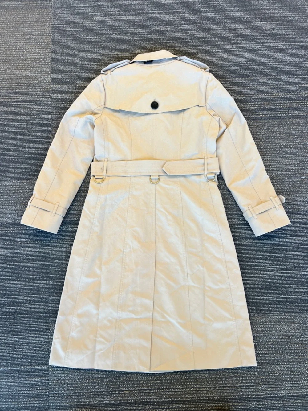 Burberry long khaki stone trench coat belted jacket double breasted sandringham - Picture 6 of 9